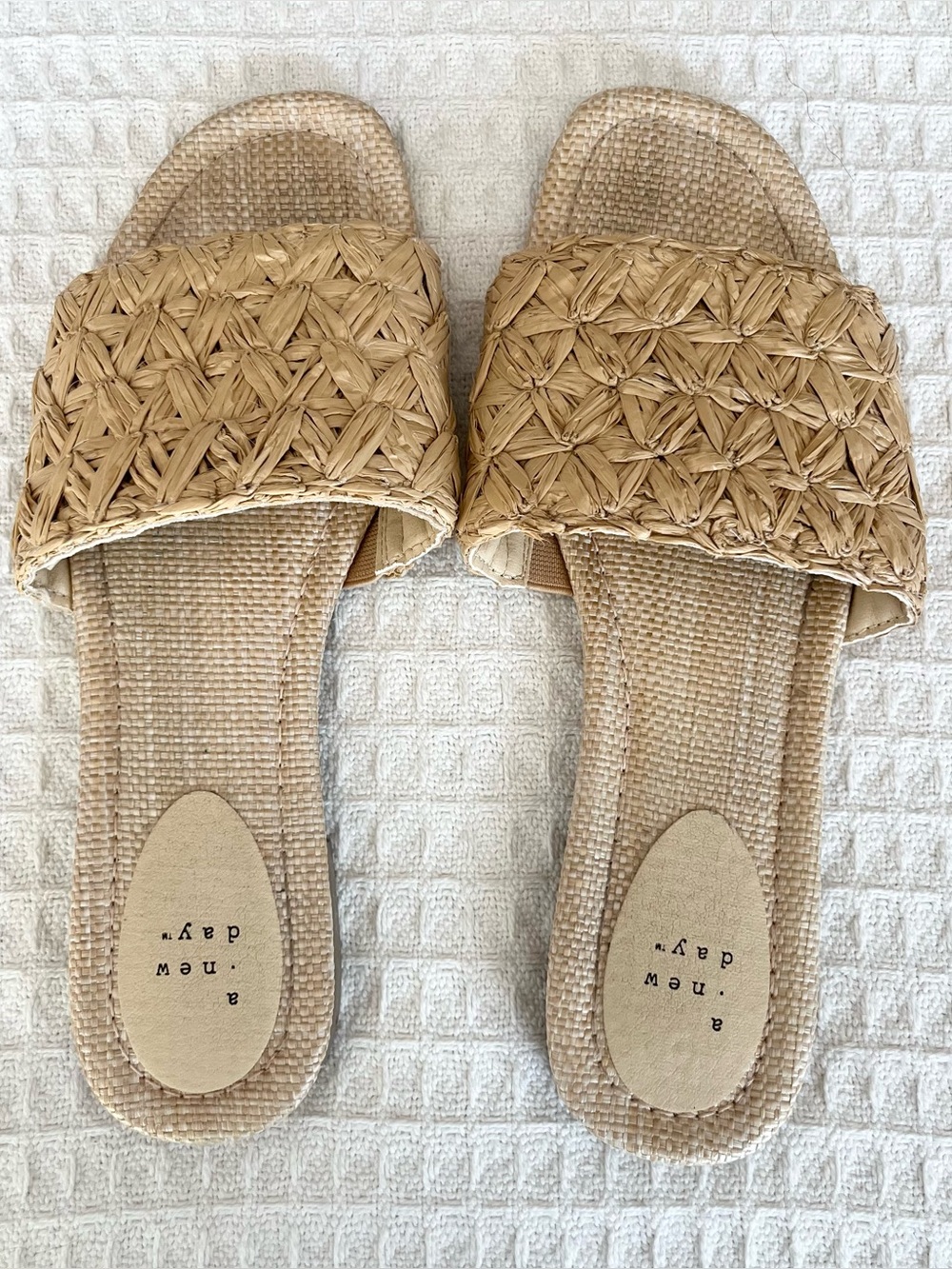 a new day Braided Slide Sandals in Natural Tan size 9